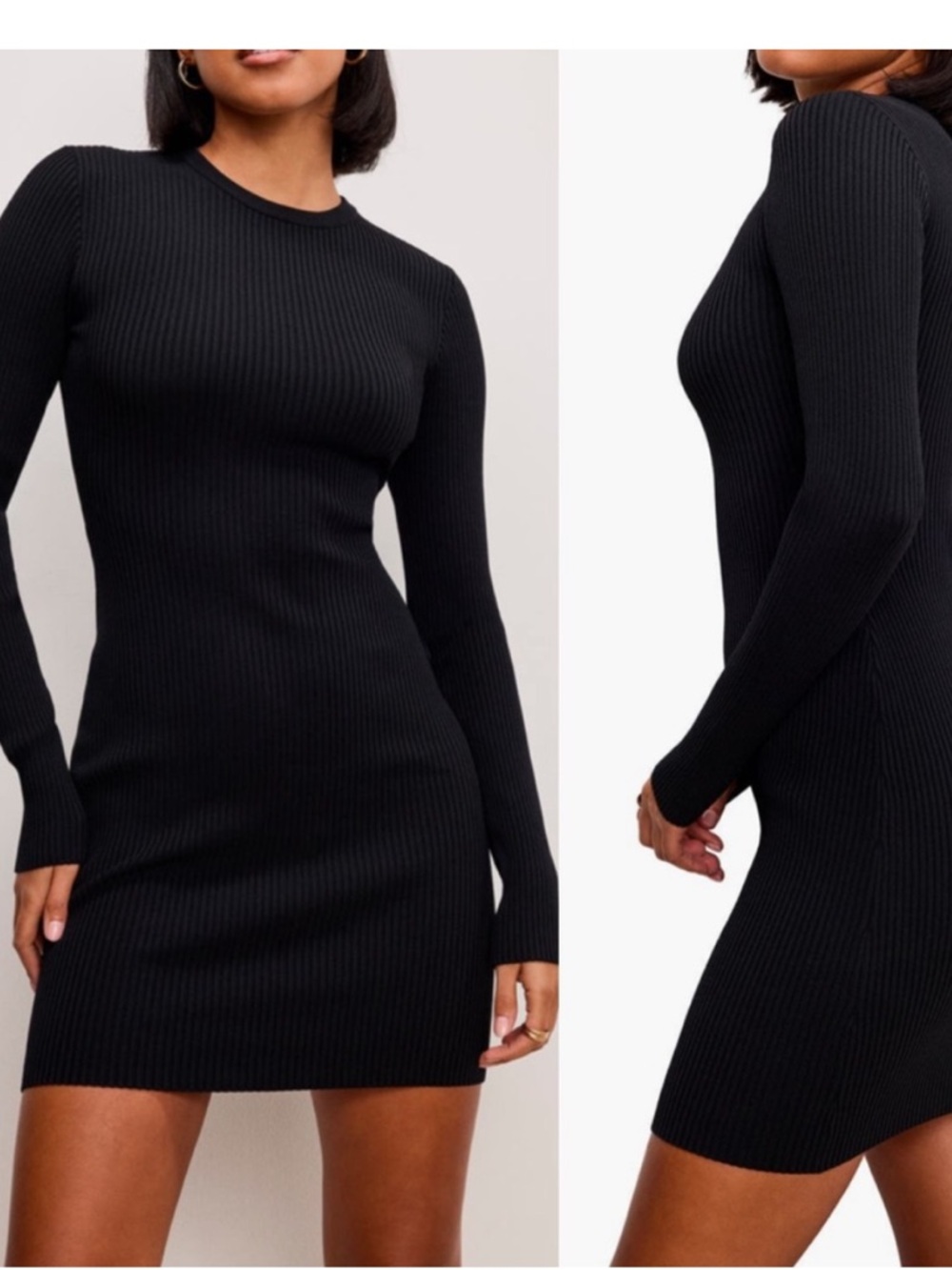 NWT GOOD AMERICAN Virgo long sleeve rib mini black dress size 2XL - Picture 2 of 8